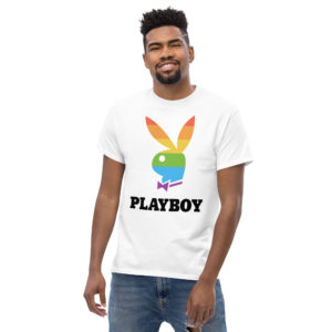 Introducing the Vibrant Spectrum Edition: Multi-Colour Playboy Bunny Logo! Men's classic tee